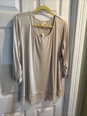 Style & Co. Light Taupe Layered Chiffon Hem Tunic